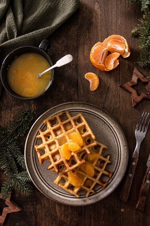 Tangerine ricotta waffles