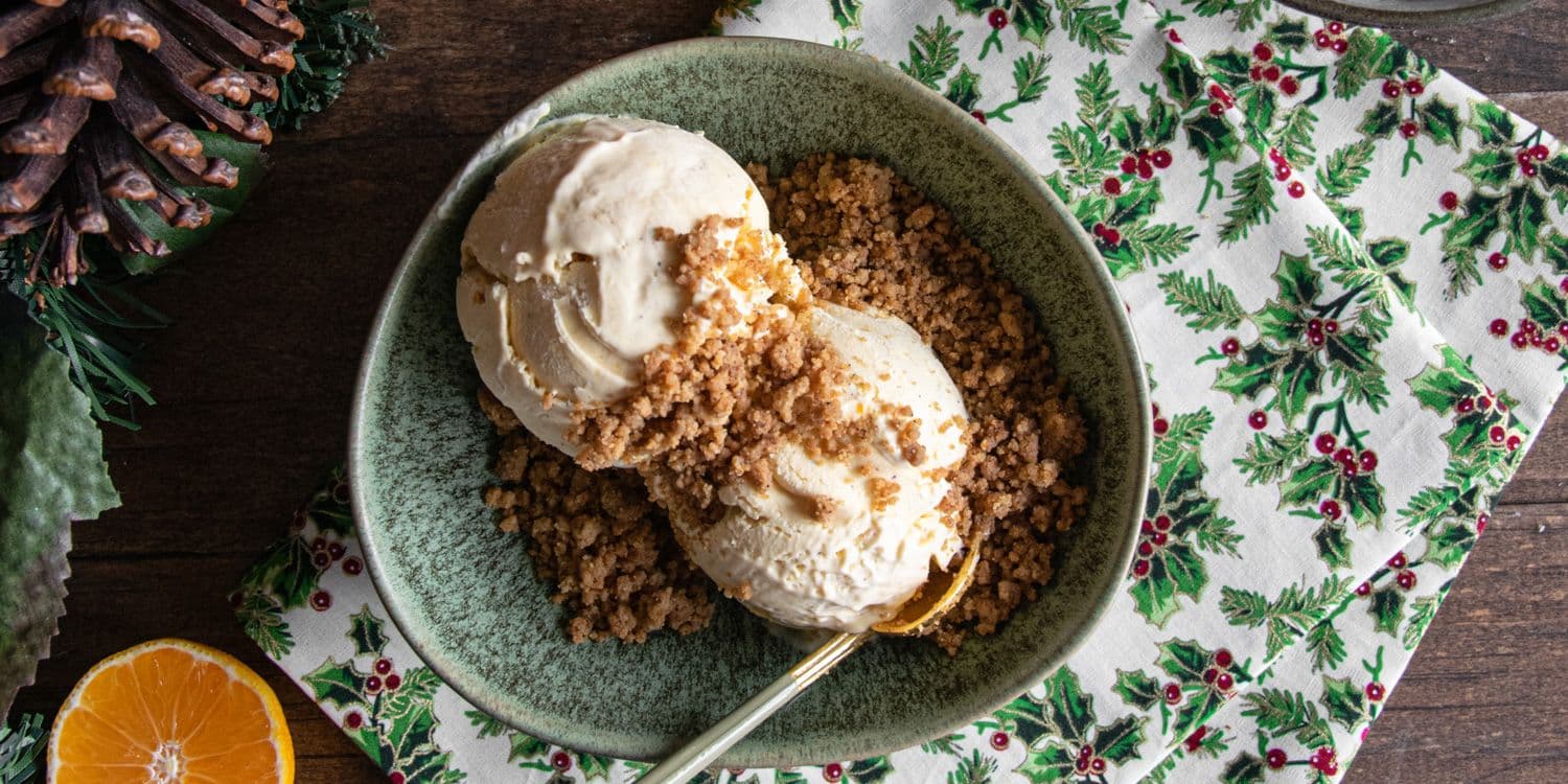 No churn tangerine ice cream with ginger crumb