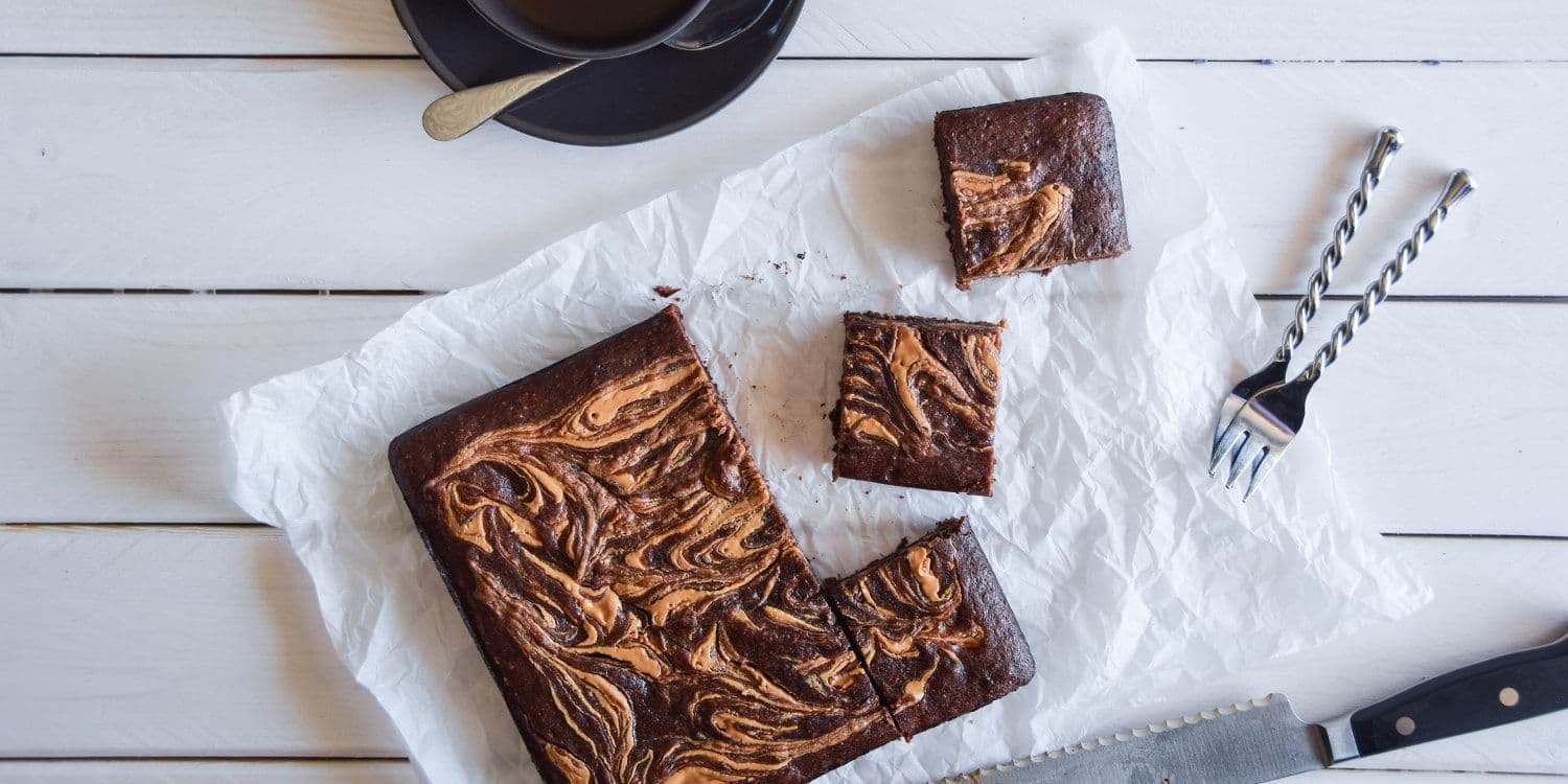 Banana brownie with peanut butter swirl