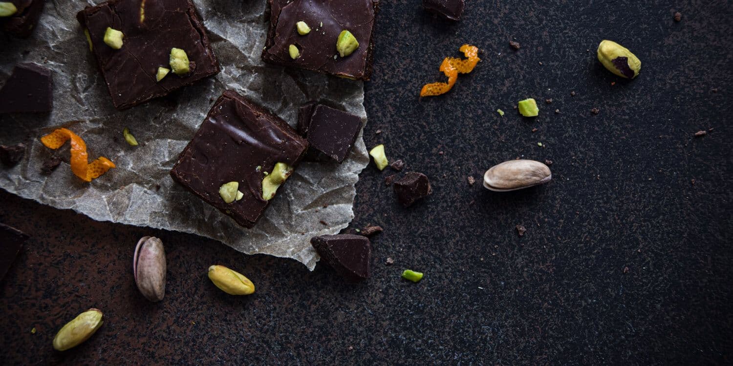 Chocolate orange fudge with pistachios