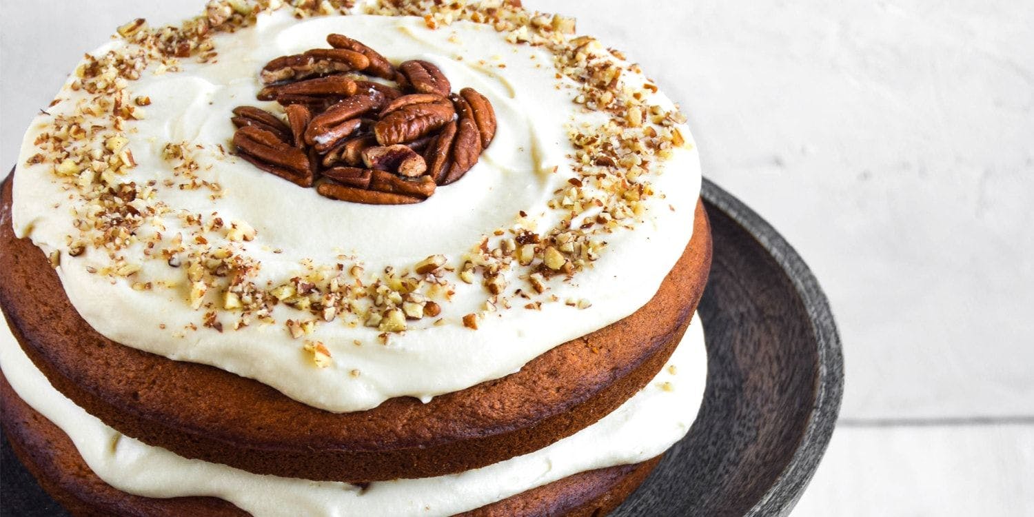 Pumpkin cake with maple frosting