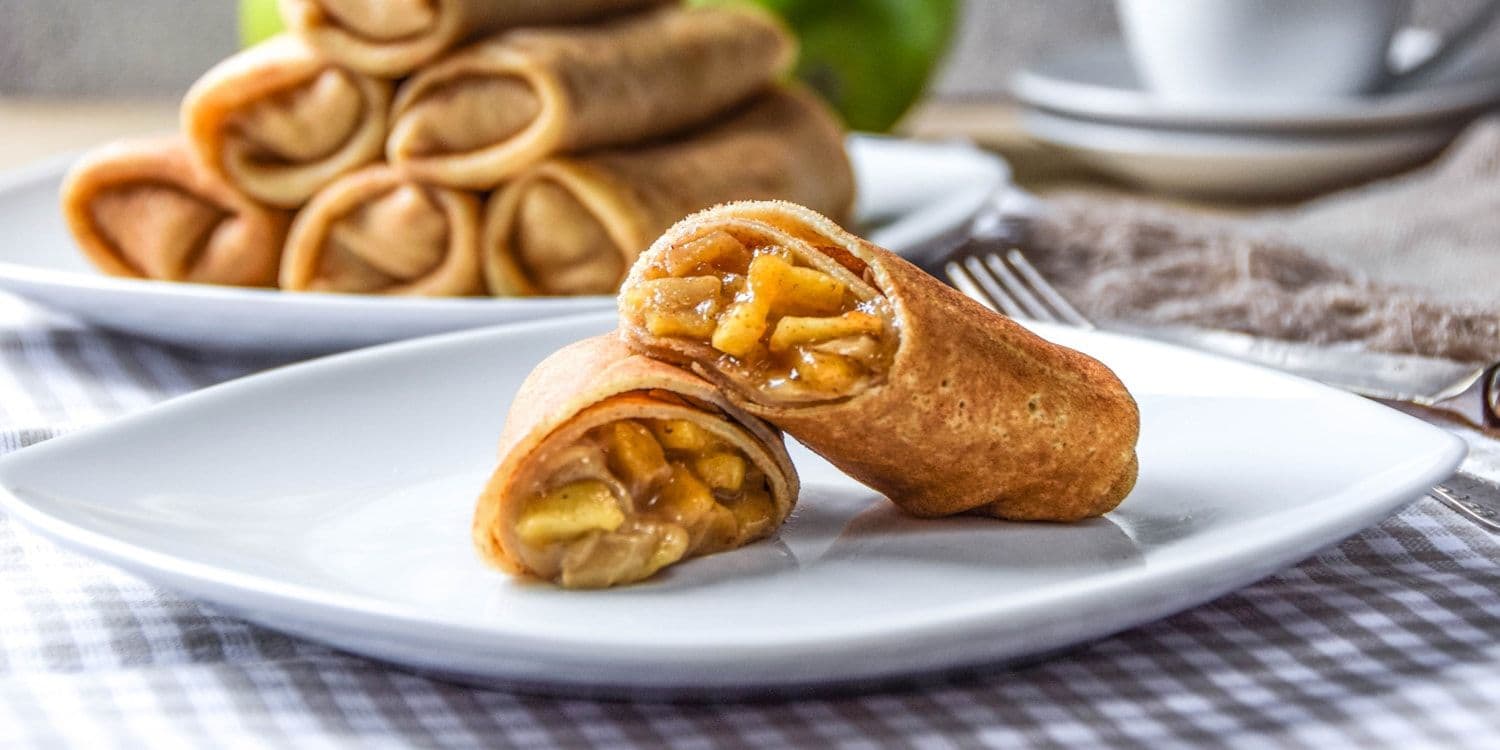 Apple and cream cheese crepe roll ups