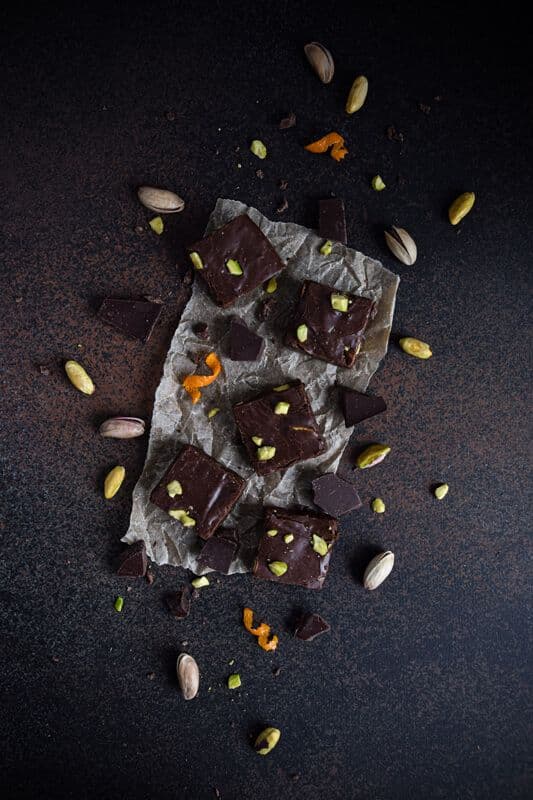 Chocolate orange fudge with pistachios